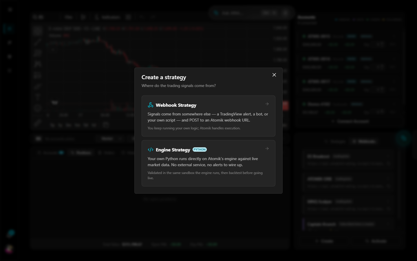 Create a strategy: webhook or engine
